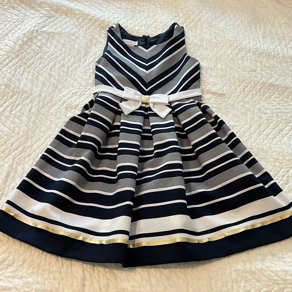 Girls blue and white stripe dress
